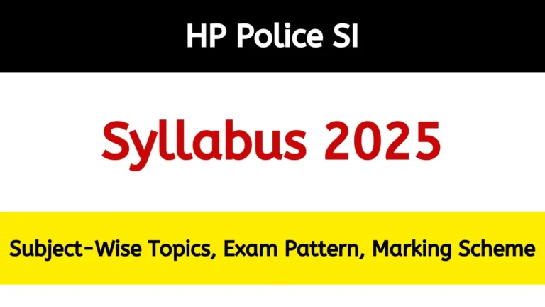 HP Police SI Syllabus